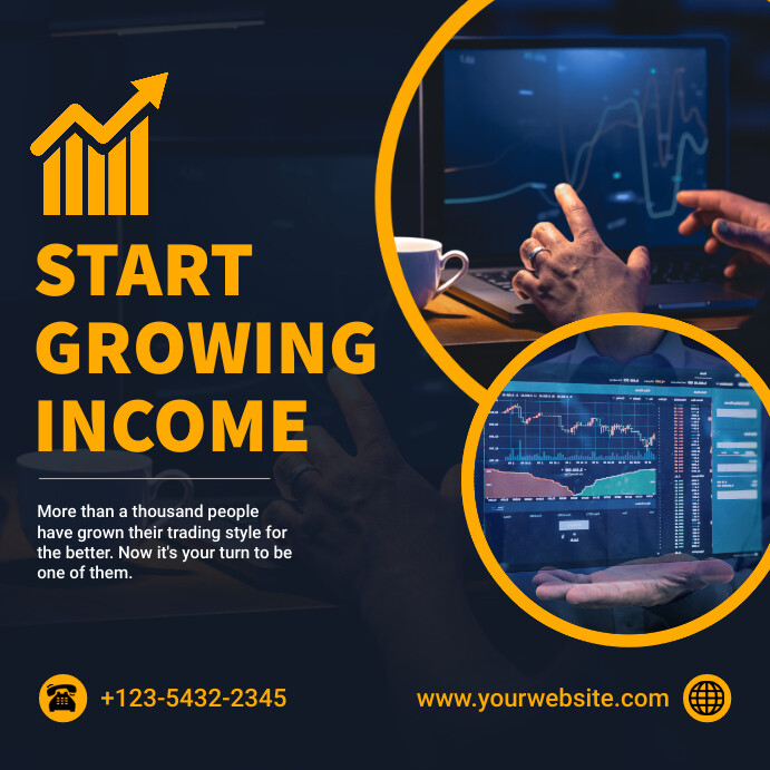 Black Gradient Trading Income Instagram Post Template | PosterMyWall