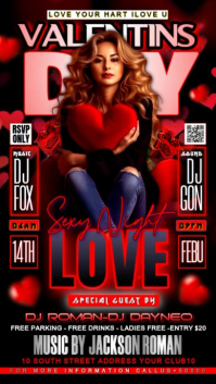 Black Gradient Valentines Day Night Club Sexy Party Flyer Youtube Short template