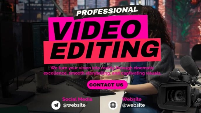 Black Gradient Video Editing Youtube Thumbnail Template | PosterMyWall