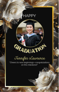 black Graduaion card Half Page Wide Halv side bred template