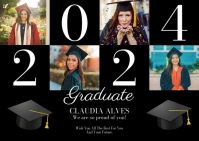Black Graduation card Briefkaart template