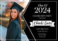 Black Graduation card Postcard template