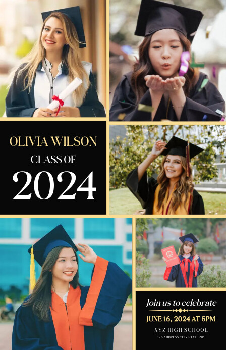 Plantilla de Black Graduation Half Page Wide | PosterMyWall