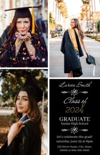 Black Graduation Invitation Media Página Ancho template