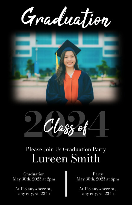 Black Graduation Invitation Template | PosterMyWall
