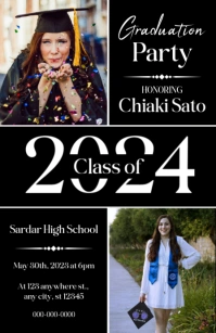 Black Graduation Invitation Half Page Wide template