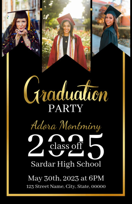 Half Graduation Card Graduation Party Half Page Wide Template | PosterMyWall