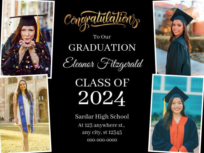 Graduation Promo Sign Black Graduation Yard Sign Template | PosterMyWall
