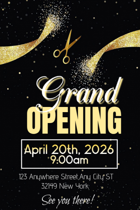 Black Grand Opening Event Poster Template | PosterMyWall