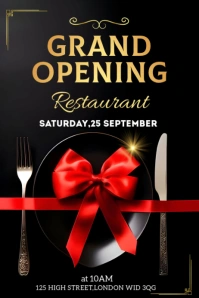 Black Grand Opening -new Restaurant Flyer Poster template