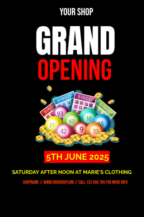 Black Grand Opening  Poster Plakkaat template