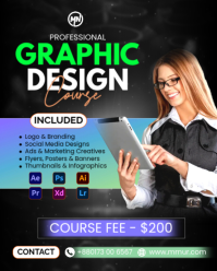 Black Graphic Design Course Instagram Portrait template