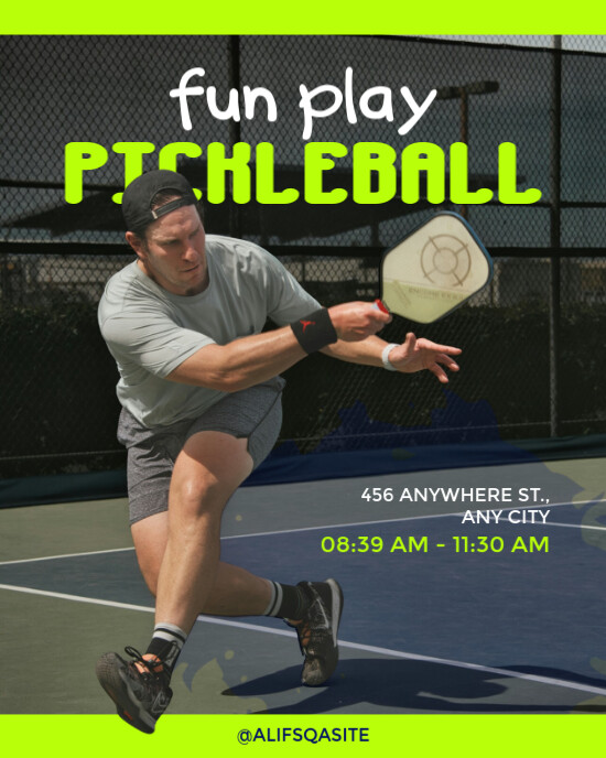 Black Green Fun play Pickleball Instagram Portrait template