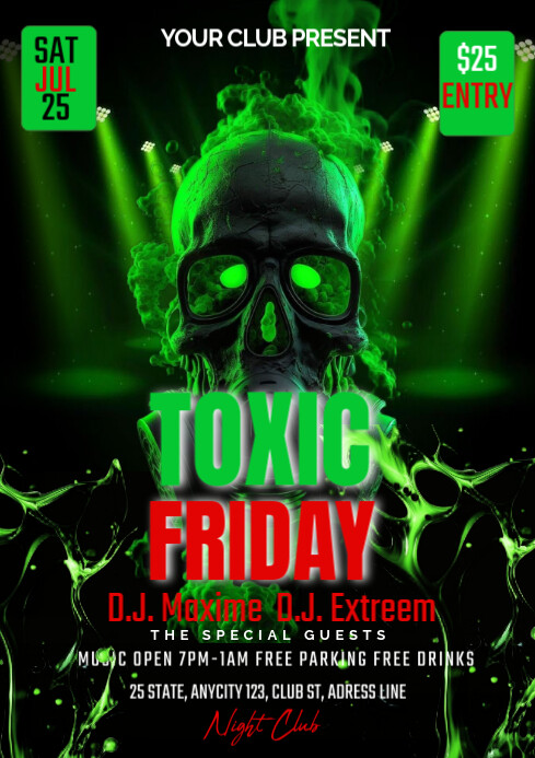 Black Green Maximalist Toxic Friday A1 template