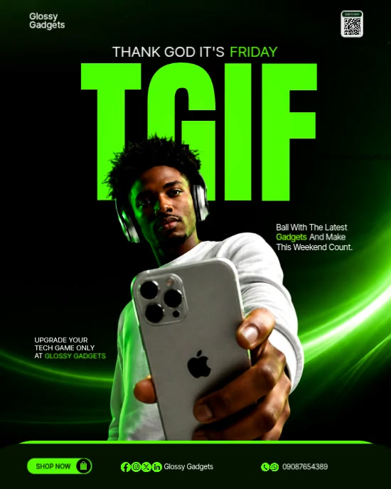 Black green modern & minimal tgif poster instagram portrait video (1 ...
