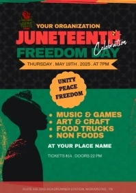 Black  Green Red Illustrative Juneteenth Celebration Flyer Template A4