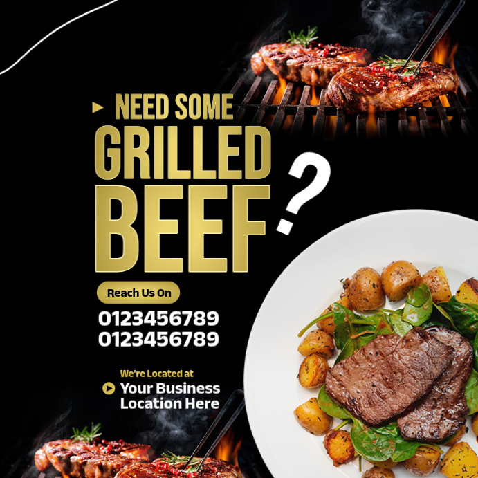 Plantilla de Black Grilled Beef Promotion Instagram Post | PosterMyWall