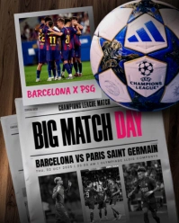 Black Grunge Barcelona Vs Paris Saint Germain Match Day Instagram Portrait template