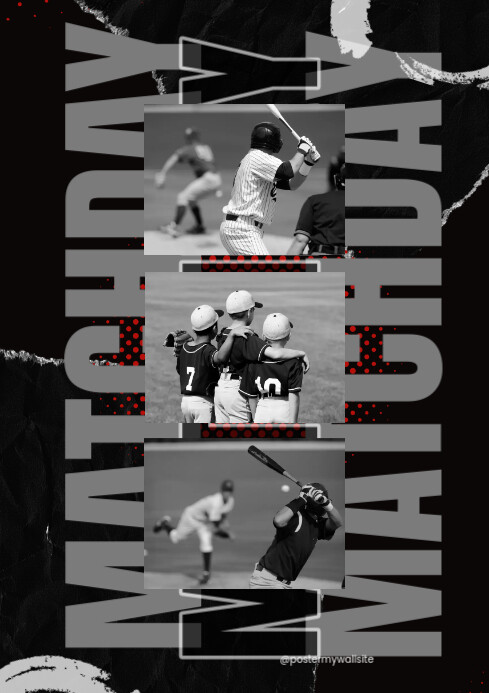 Copy of Black Grunge Baseball Match Day A4 | PosterMyWall