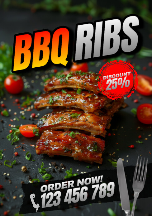 Che Rib Poster Copy of Black Grunge Bbq Ribs A5 | PosterMyWall