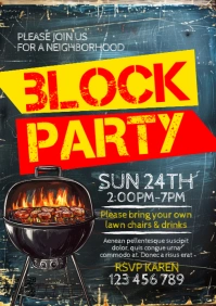 Black Grunge Block Party A5 template