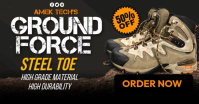 Black Grunge Boots Sale Facebook Shared Image Video template