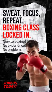 Negro Boxing Class Promotion Digital na Display Template