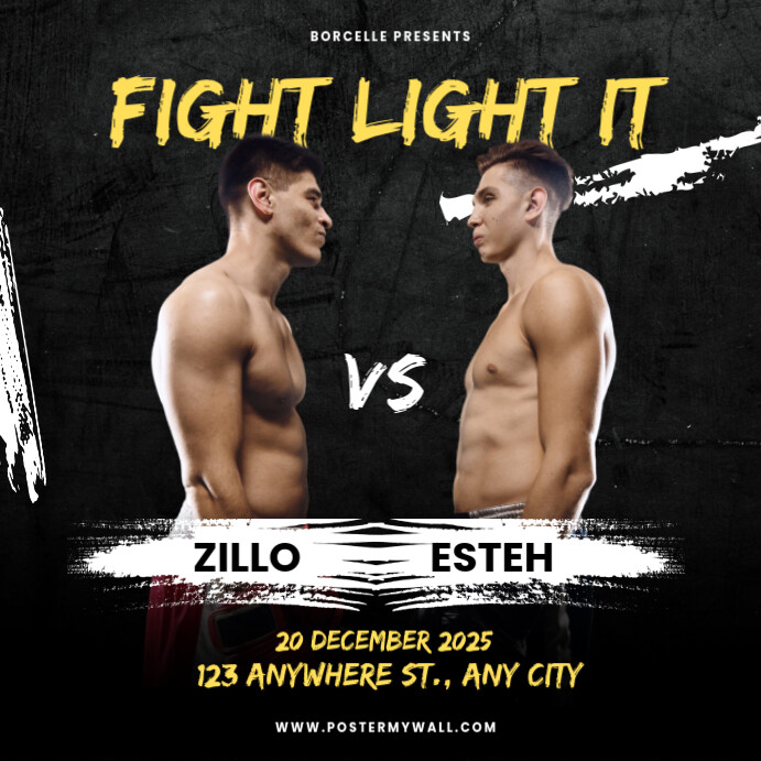Plantilla de Black grunge boxing match instagram post | PosterMyWall