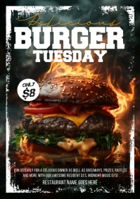 Black Grunge Burger A5 template