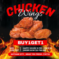 黑色 Chicken Wings Promotion Instagram Post Template