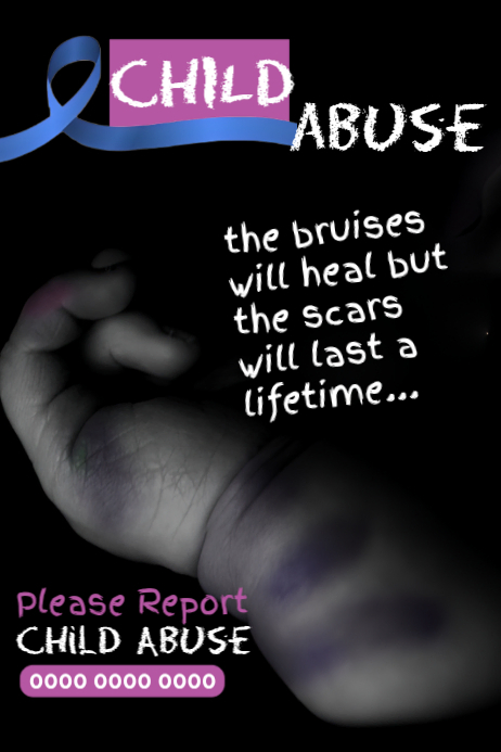 Black Grunge Child Abuse Awareness Poster Templat | PosterMyWall