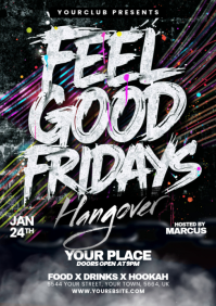 Black Grunge Club Event A5 template