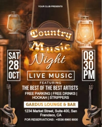 Black Grunge Country Music Night  Instagram Portrait template