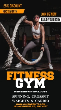 Black Grunge Fitnes Gym  Instagram Story Instagram-Story template