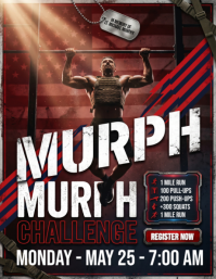 Black Grunge Fitness Challenge Flyer ใบปลิว (US Letter) template