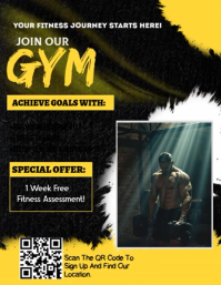 Black Grunge Fitness Flyer  Flyer (us Letter) template