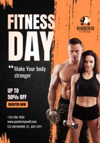 Black Grunge Fitness Gym A4 template