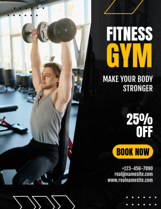 Black Grunge Fitness Gym Flyer (us Letter) template