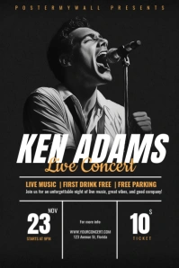 Black Grunge Free Concert Poster template