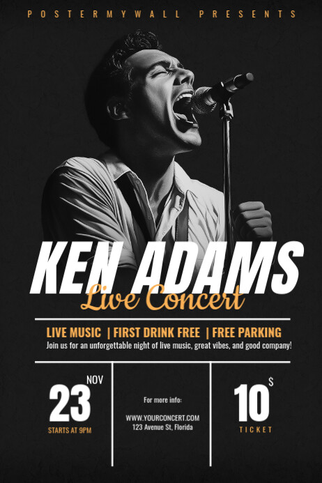 Singer Add Poster Black Grunge Free Concert Poster | PosterMyWall