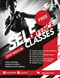 Black Grunge Free Self Defence Classes Flyer template