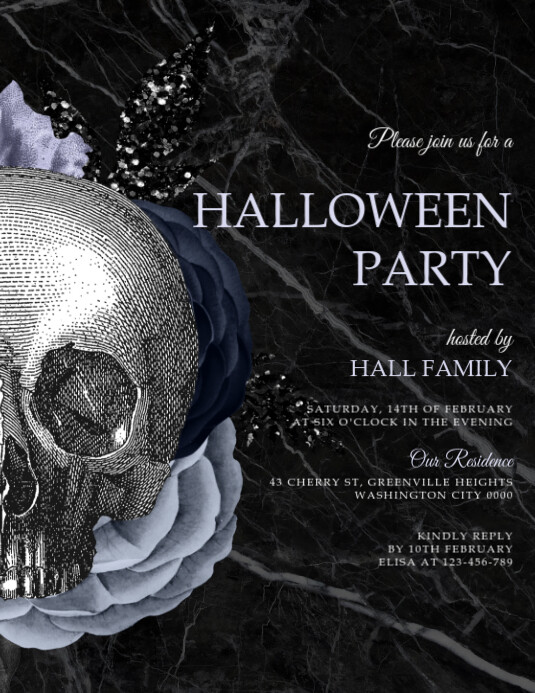 Plantilla de Black Grunge Gothic Halloween Party Flyer (us Letter ...