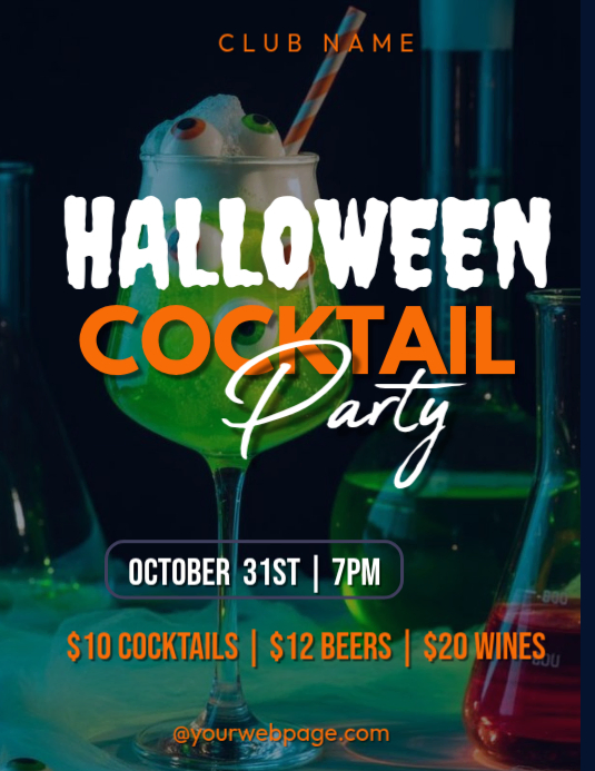 Black Grunge Halloween Cocktail Party Flyer Template | PosterMyWall