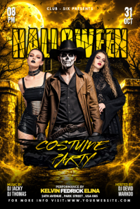 Black Halloween Costume Party Poster Template