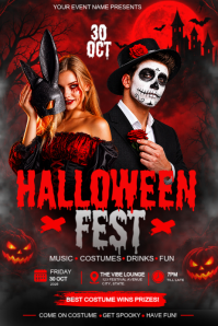 Black Halloween Fest Plakat Template
