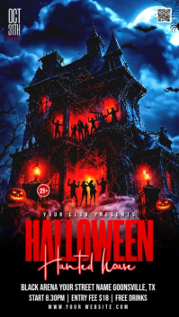 Black Halloween Haunted House Event Facebook Story Template