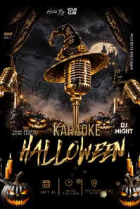 Black Halloween Karaoke Night Transparent 4 stopy × 6 stóp Template
