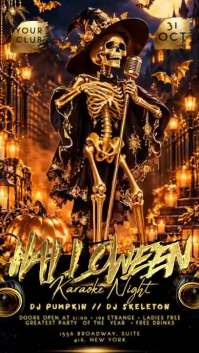 Czarny Halloween Karaoke Night Ekran reklamowy Template