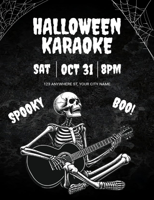 Black Grunge Halloween Karaoke Party Flyer Template | PosterMyWall