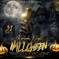 Black Halloween Karaoke Party Persegi Template